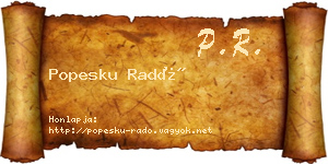 Popesku Radó névjegykártya